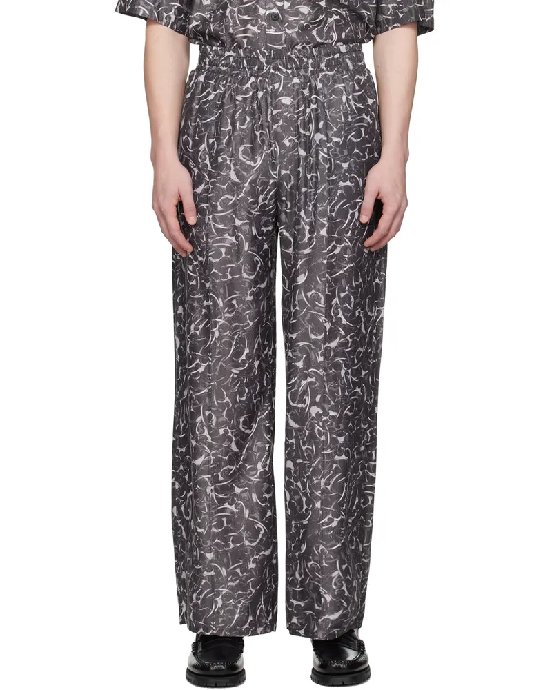 Han Kjøbenhavn Gray Printed Trousers Silver
