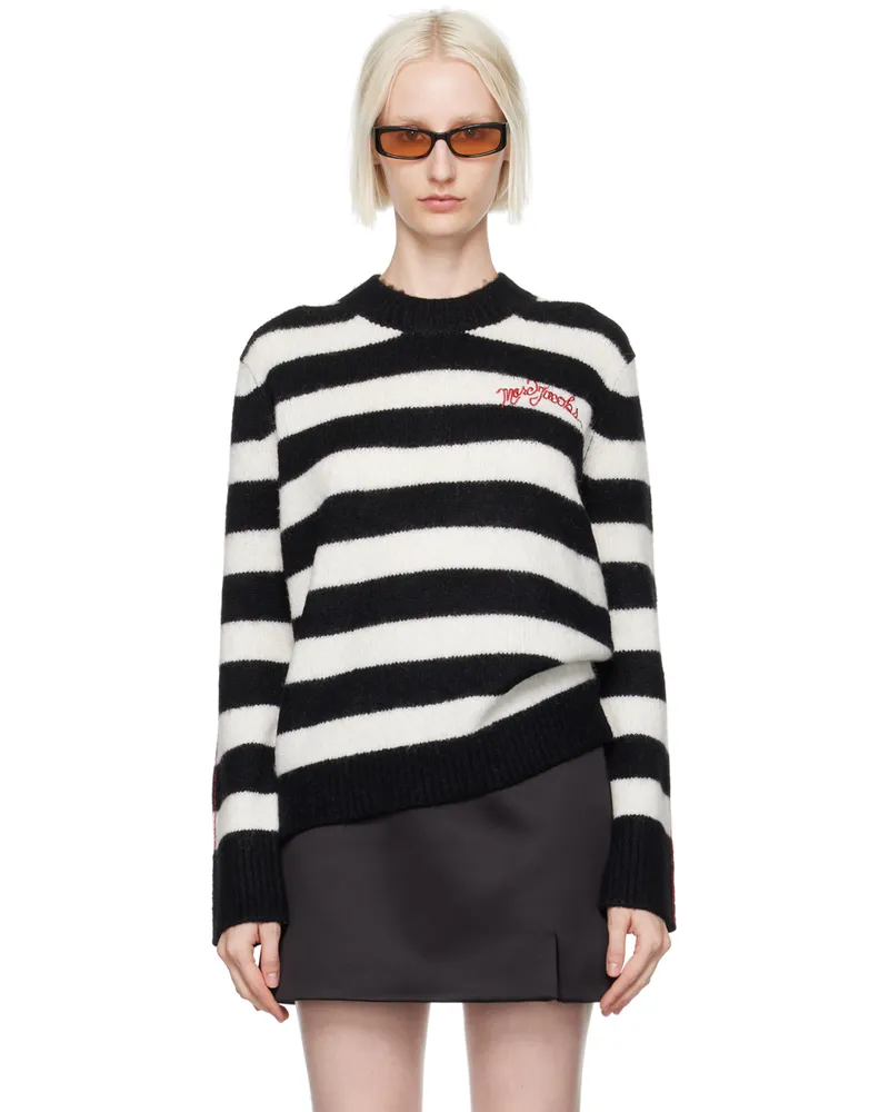 Marc Jacobs Black & White 'The Striped Brushed Logo' Sweater 005