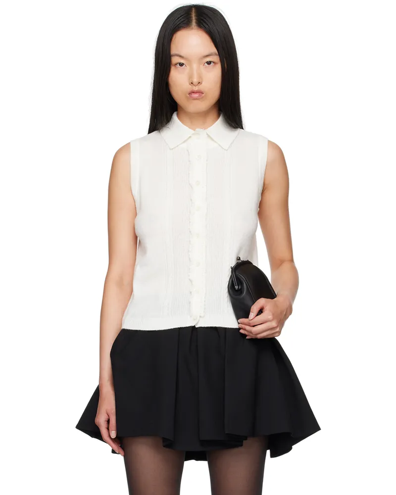 SHUSHU/TONG White Spread Collar Cardigan Wh100