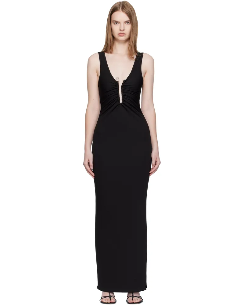 Christopher Esber Black Crystal Pin Tank Maxi Dress Black