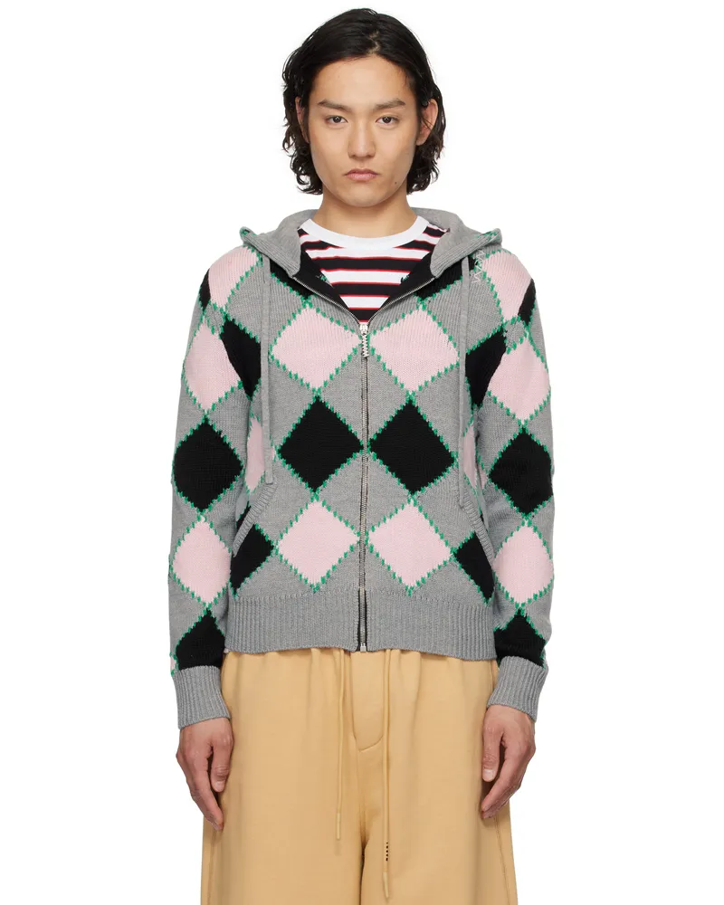 Marni Gray Argyle Gauge 5 Jacket Arn62