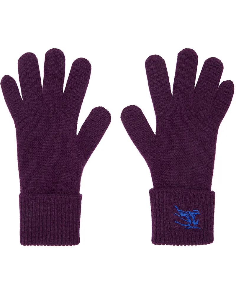 Burberry Purple Logo-Embroidered Gloves Pansy