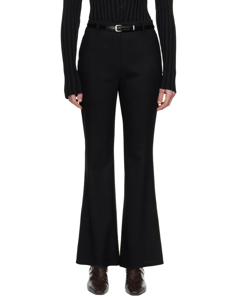 LE 17 SEPTEMBRE Black Flare Western Belt Trousers Black
