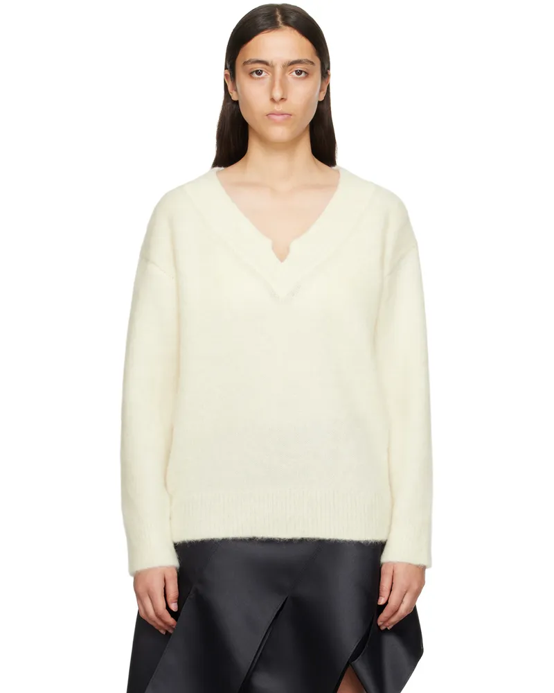 WE 11 DONE Off-White V-Neck Sweater Ivory