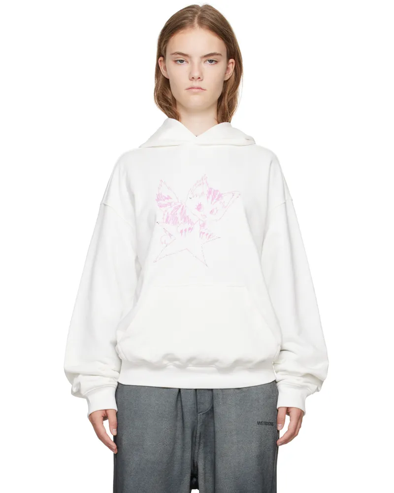 WE 11 DONE White Monster Fitted Hoodie Ivory