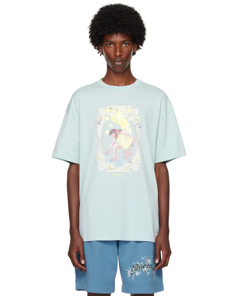 Givenchy Blue Printed T-Shirt 450-sky