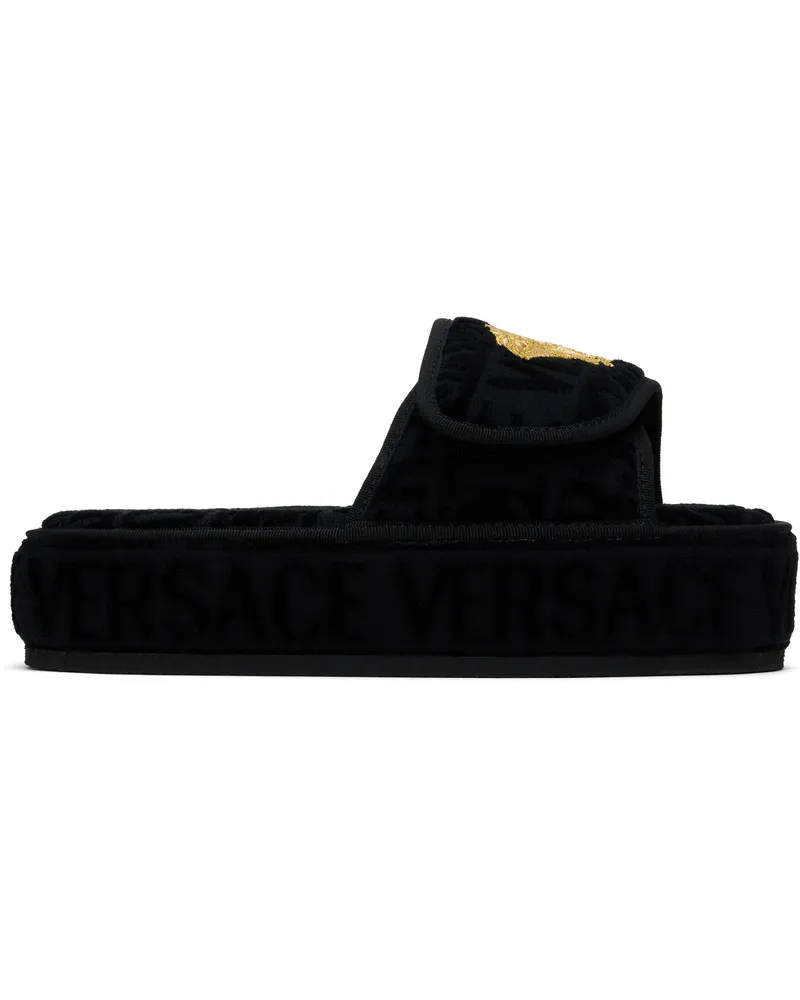 Versace Black 'Versace' Allover Slippers Z4800-black