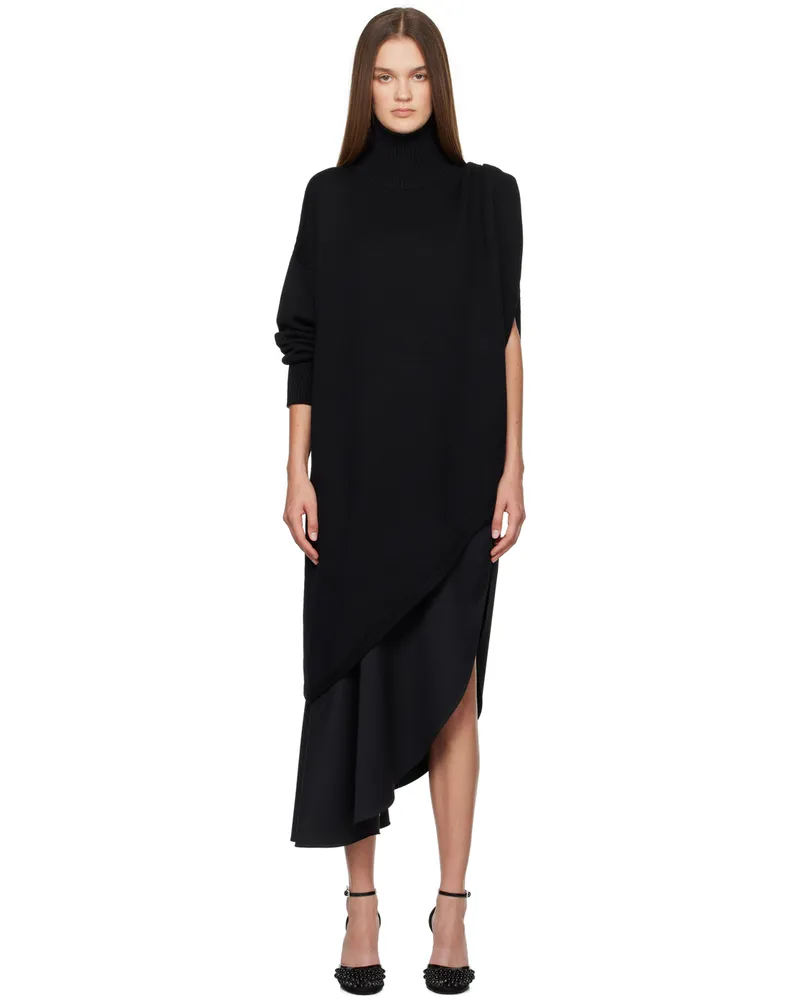 Alaïa Black Asymmetrical Cape Turtleneck 995