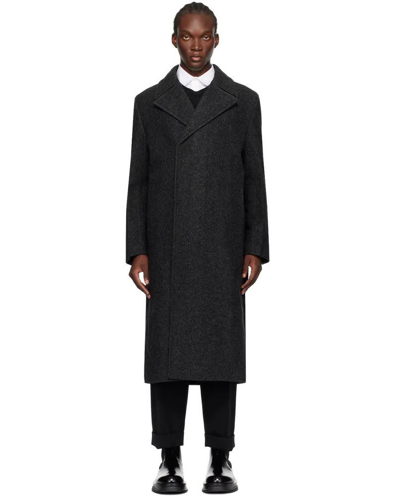 Jil Sander Gray Notched Lapel Coat 060