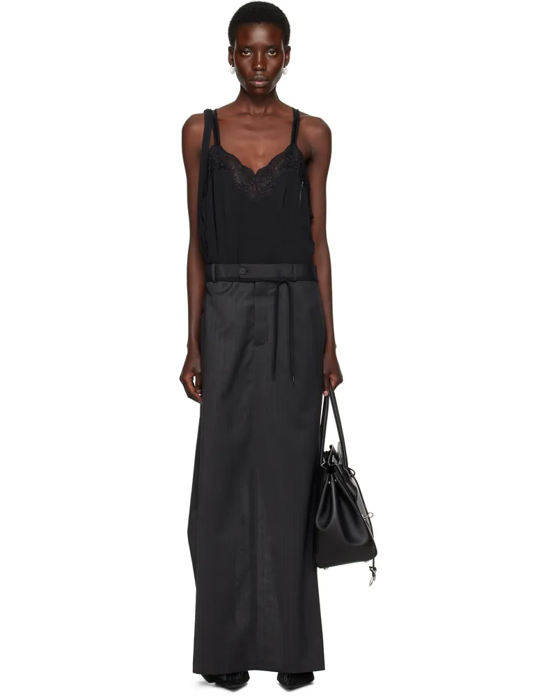 Balenciaga Black Patched Slip Maxi Dress 1000