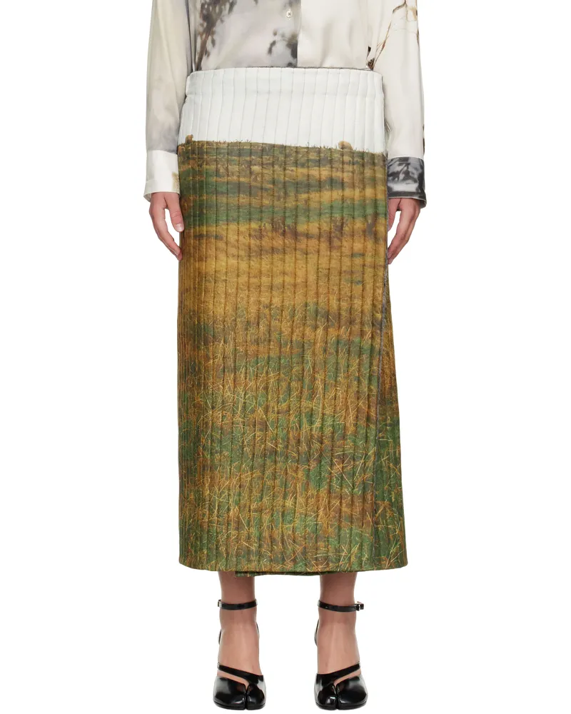 BLESS Khaki & Off-White 2027 Padded Midi Skirt Sheep