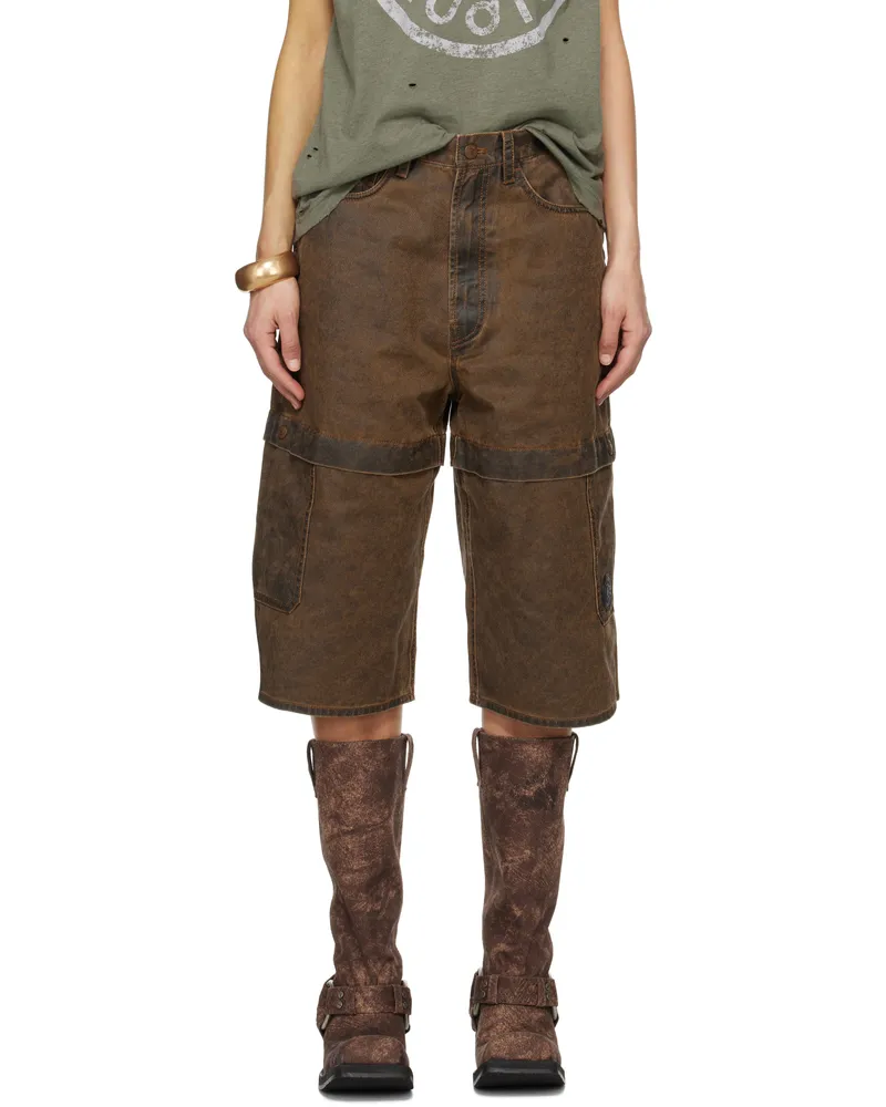 Acne Studios Brown Coated Cotton Shorts 700