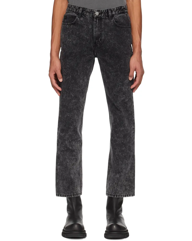 SOLID HOMME Black Acid Wash Jeans 411b