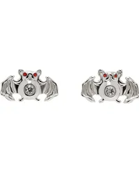 CHOPOVA LOWENA Silver Sparkly Bat Earrings Red