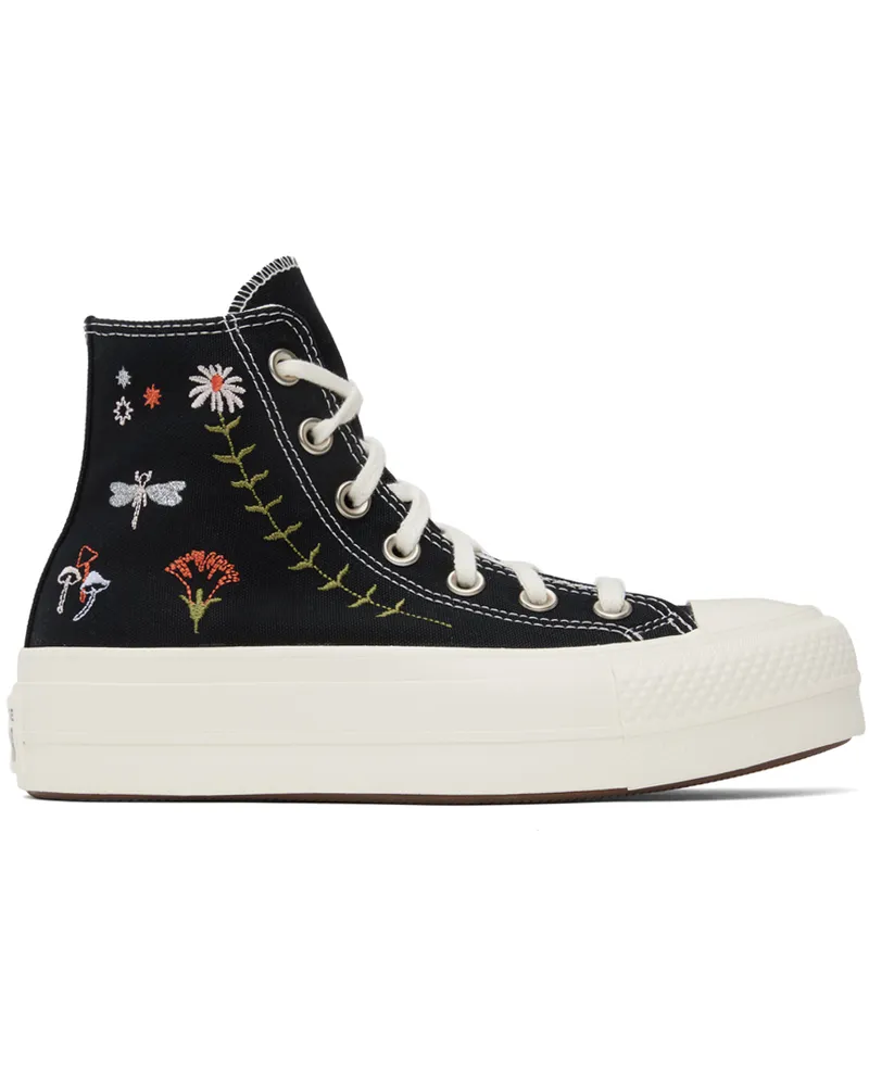 Converse Black Chuck Taylor All Star Lift Platform Enchanted Garden Sneakers Secret