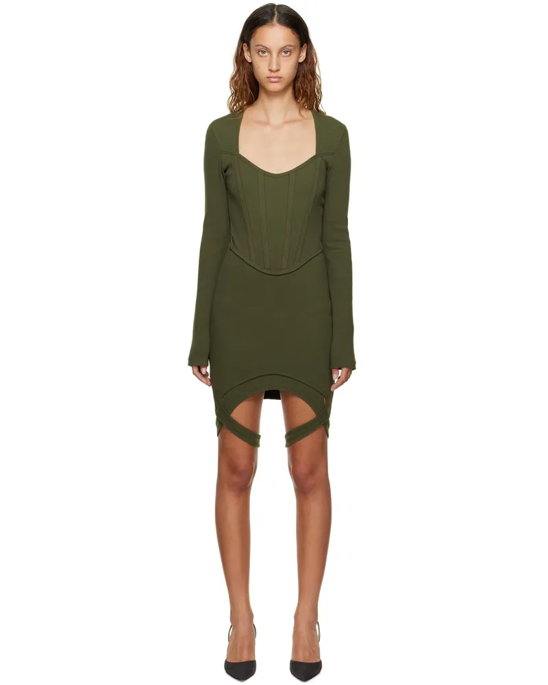 Dion Lee Green Fin Corset Minidress Shadow