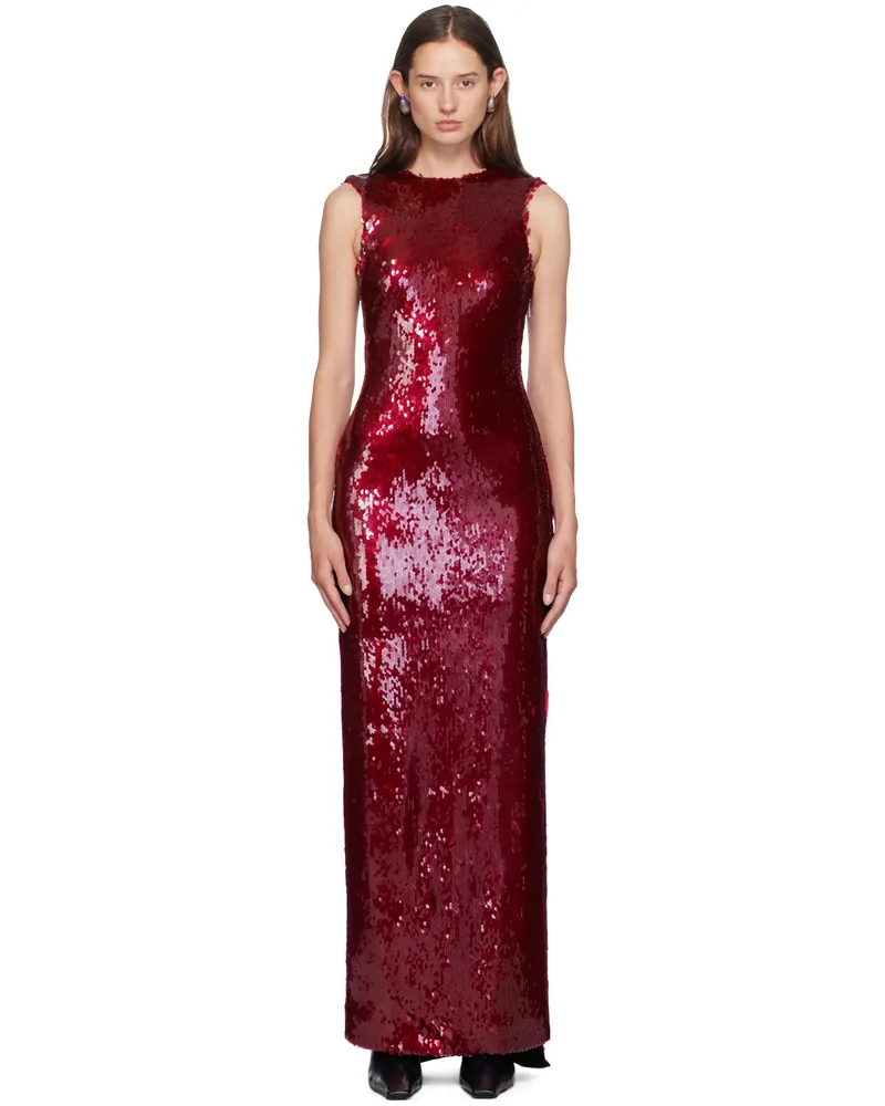 16ARLINGTON Burgundy Simm Gown Maxi Dress Rosso