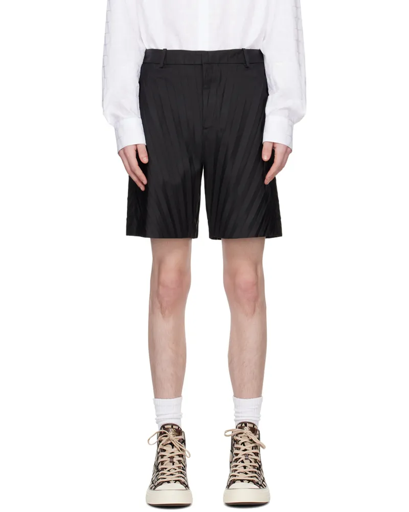 Valentino Garavani Black Garment-Pleated Shorts 0no