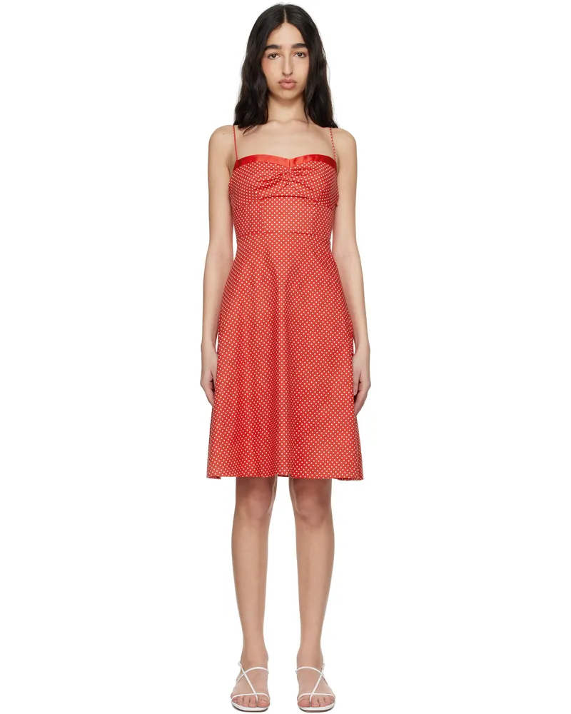 GUIZIO Red Margaux Midi Dress Red