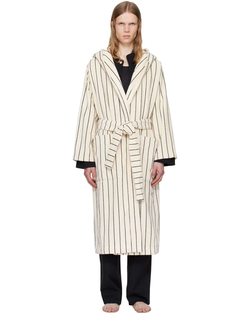 TEKLA Off-White & Green Terry Hooded Bathrobe Racing