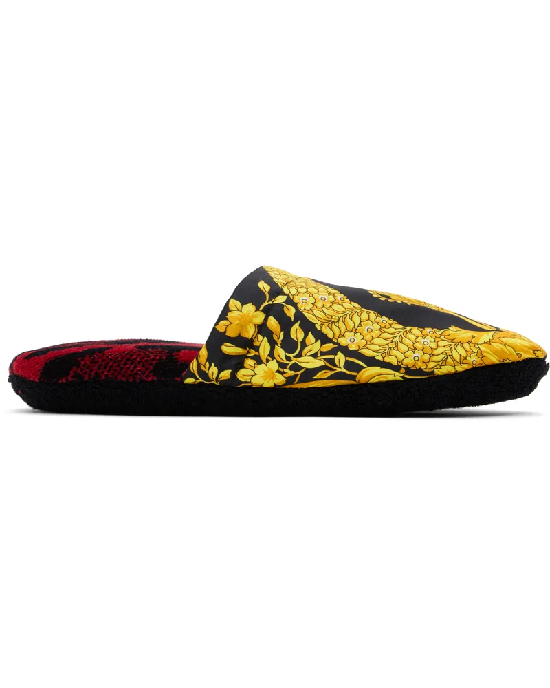 Versace Black & Yellow 'I Heart Baroque' Slippers 5r520-lipstick+gold