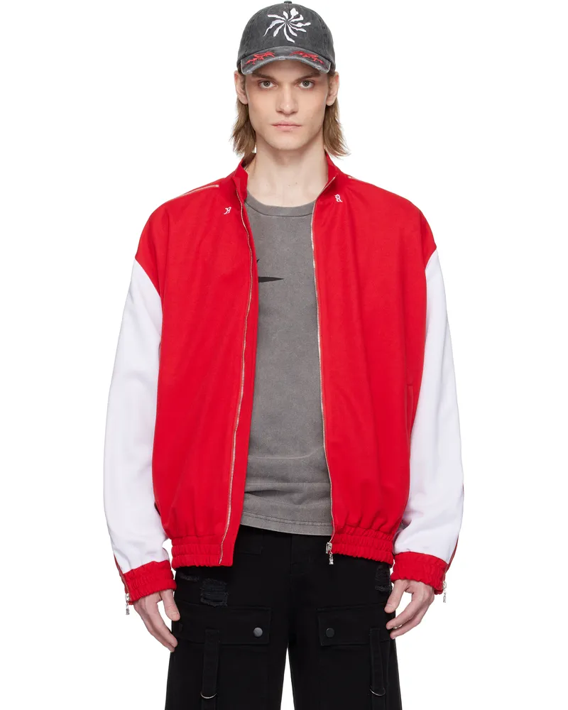KUSIKOHC Red & White Full Zip Fleece Track Jacket Red