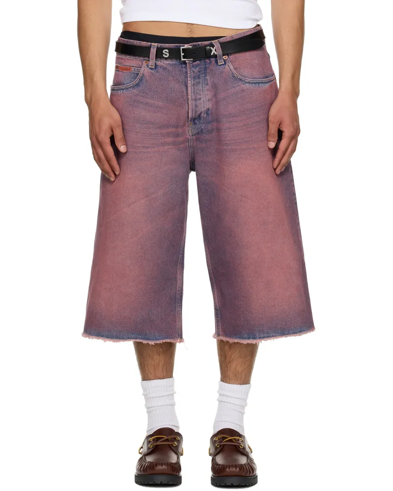Martine Rose SSENSE Exclusive Pink Frayed Denim Shorts Pnk