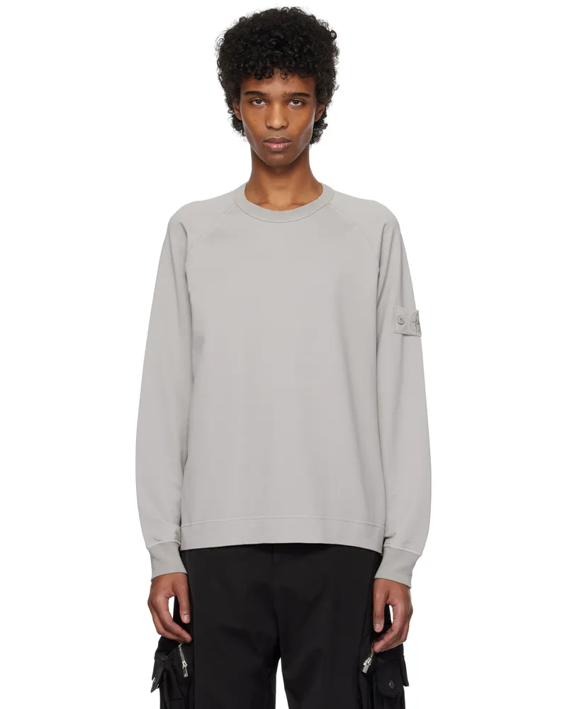 Stone Island Gray Cotton Stretch Fleece Sweatshirt V0064