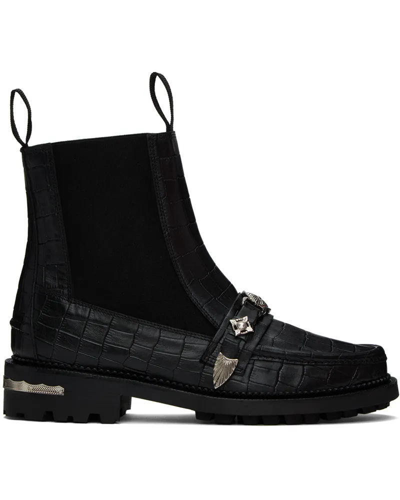 Toga Black Croc Chelsea Boots Black