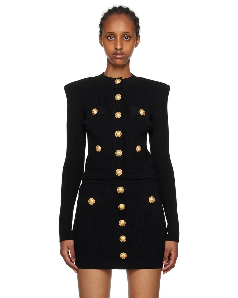 Balmain Black Buttoned Cardigan 0pa