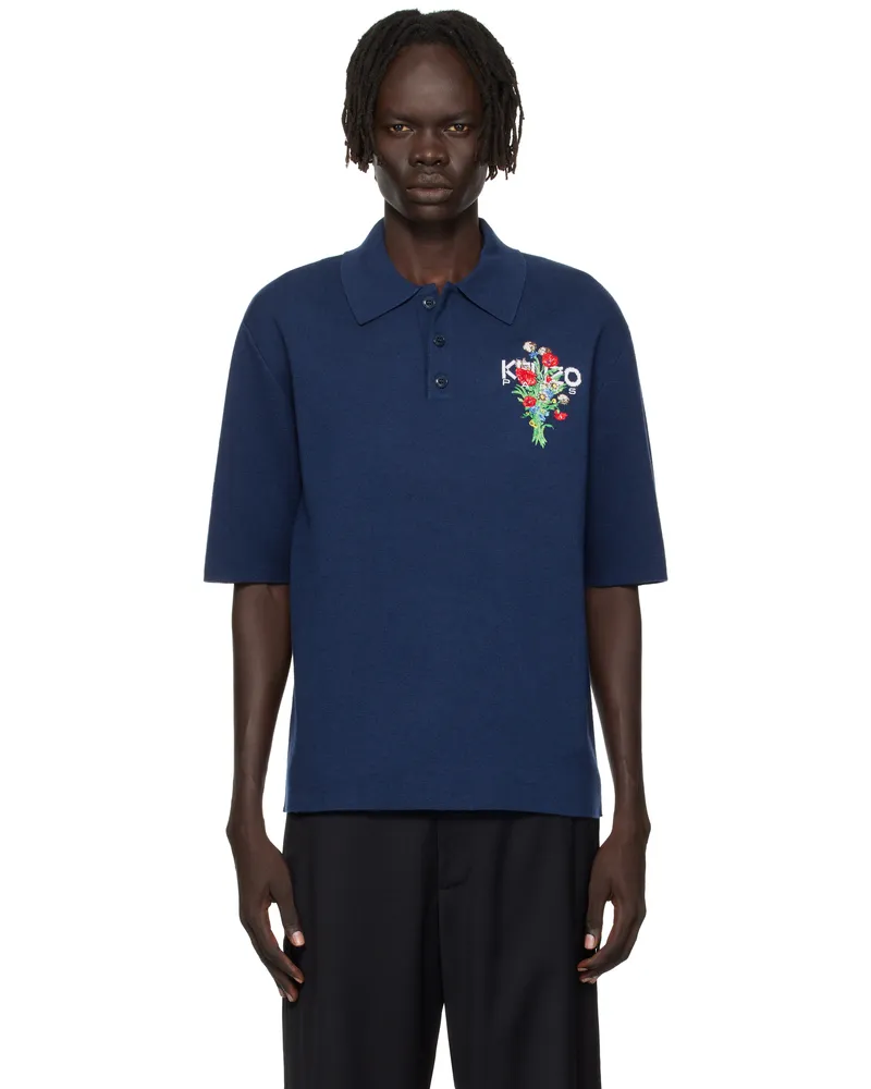 Kenzo Navy Kenzo Paris 'KENZO Archive Bouquet' Embroidered Polo Midnight
