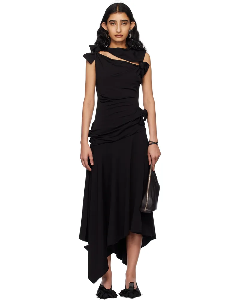 Acne Studios Black Tie-Up Midi Dress 900