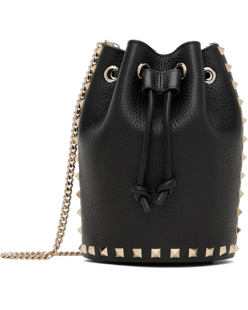 Valentino Garavani Black Mini Drawstring Rockstud Bag 0no