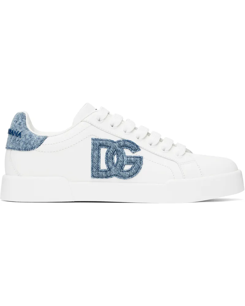 Dolce & Gabbana White Calfskin Portofino Light Sneakers 8m997