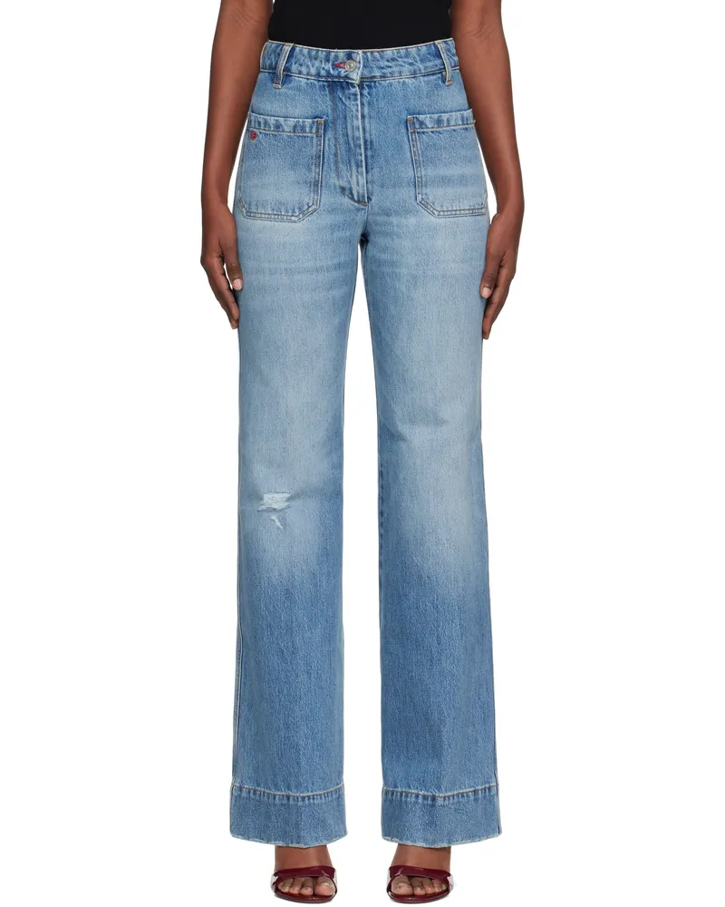 Victoria Beckham Blue Alina High Waisted Jeans Worn