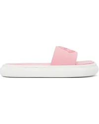 Moncler Pink & White Slyder Flat Sandals 50j