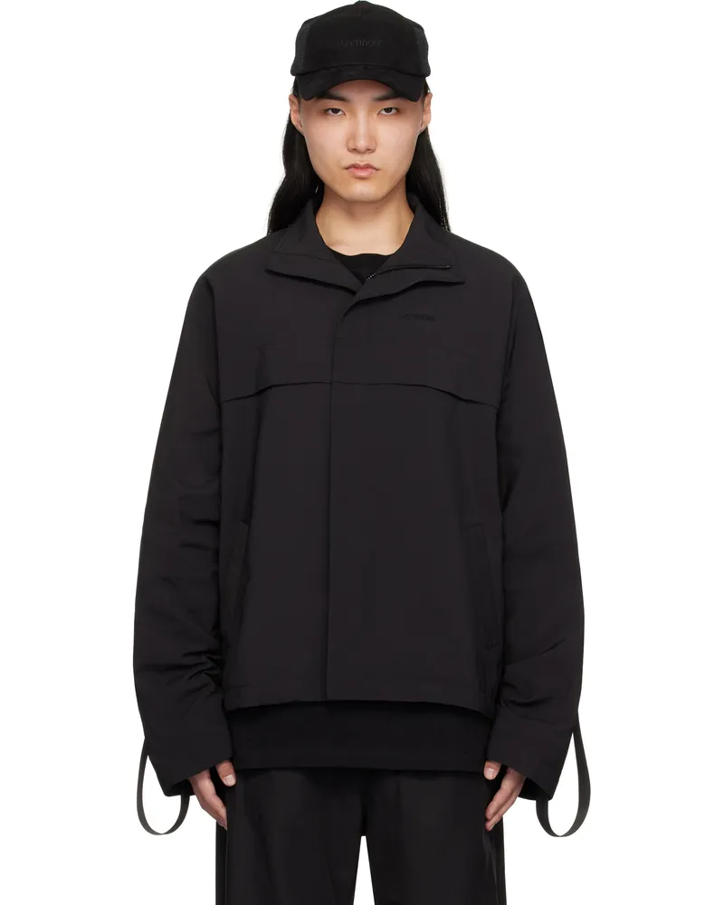 WE 11 DONE Black Strapped Windbreaker Jacket Black
