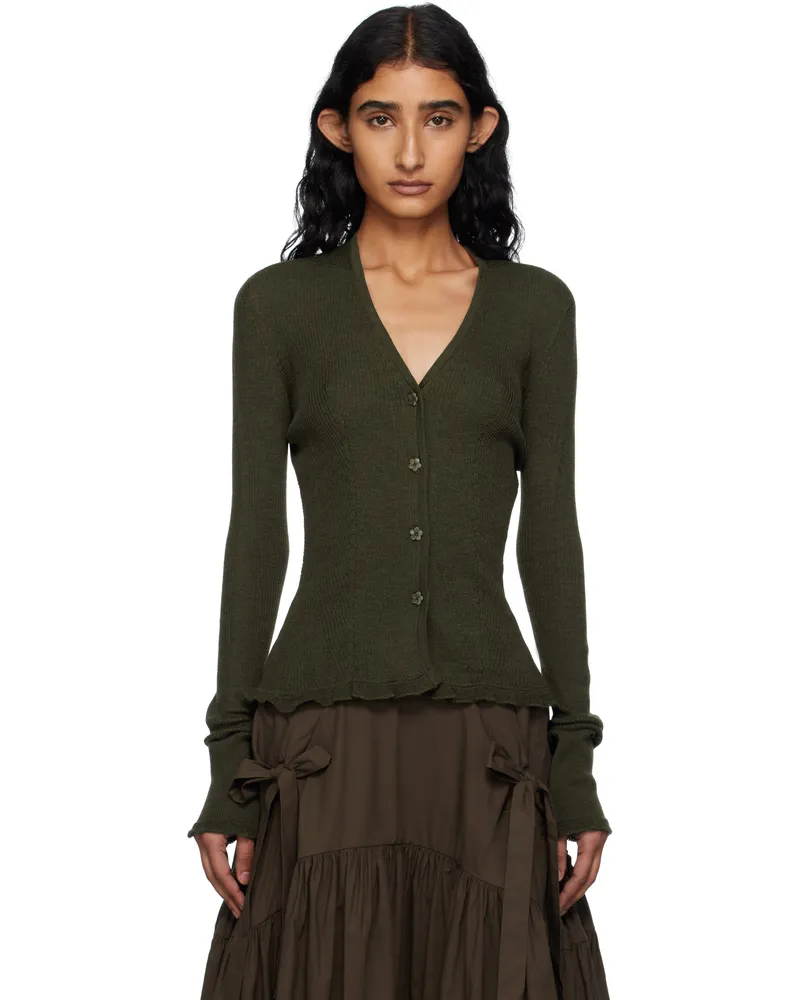 Cecilie Bahnsen Khaki Bessie Cardigan Olive