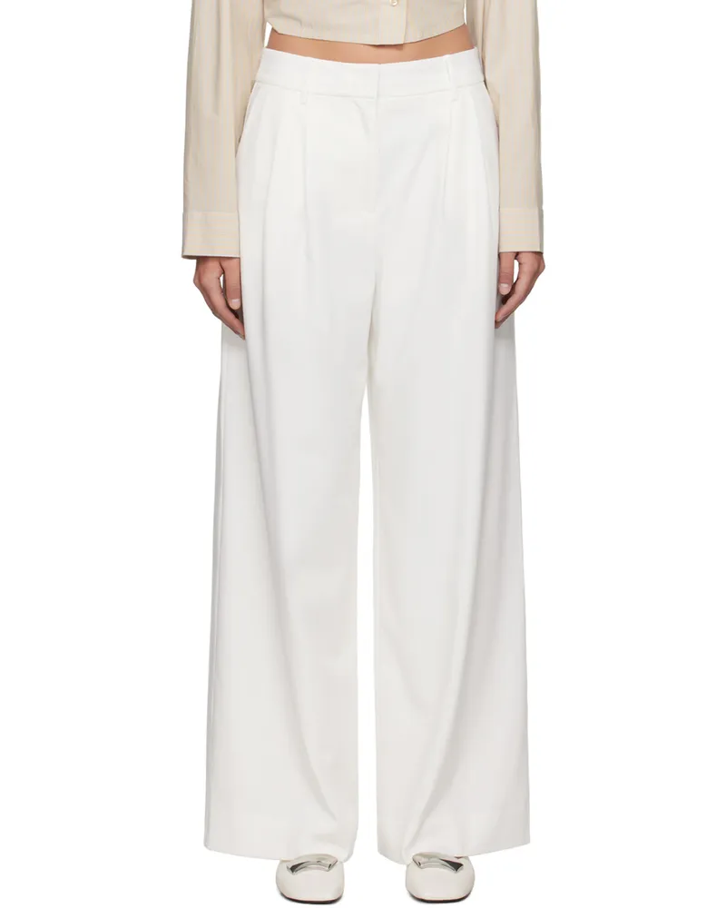 ROTATE Birger Christensen White Pleated Trousers Egret