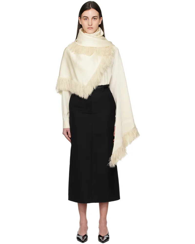 Totême Off-White Fringe Scarf Macadamia