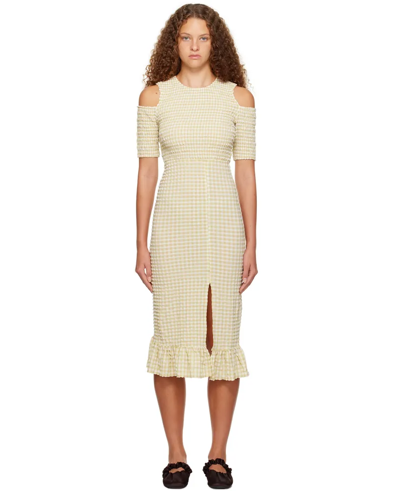 Ganni Beige Smocked Midi Dress 531
