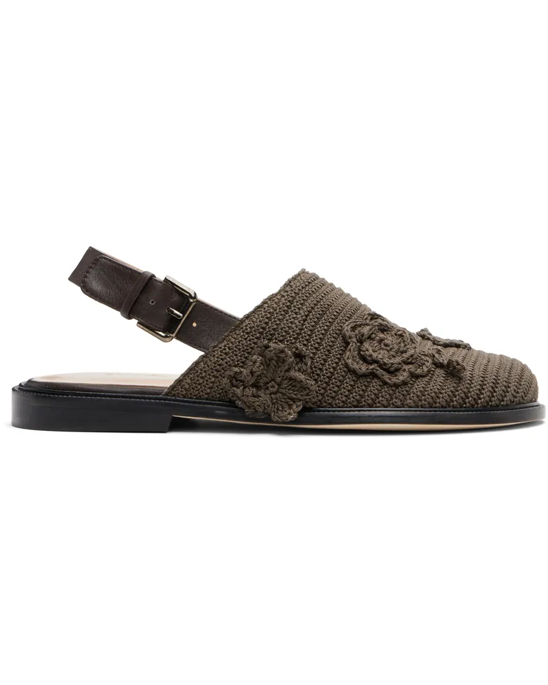 CORDERA Brown Crochet Mule Loafers Brown