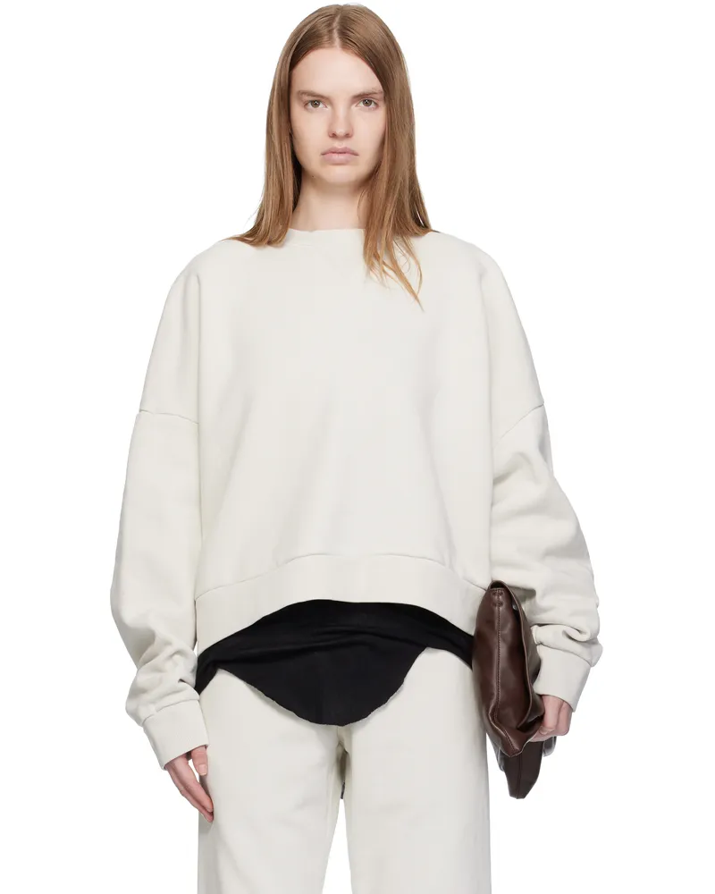 Entire Studios Off-White Box Crew Sweatshirt Rice