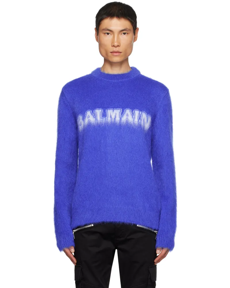Balmain Blue Brushed Sweater Siu