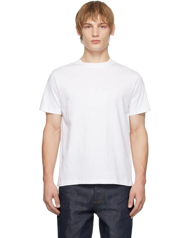 A.P.C. White Standard 'A.P.C.' Brodée T-shirt Aab