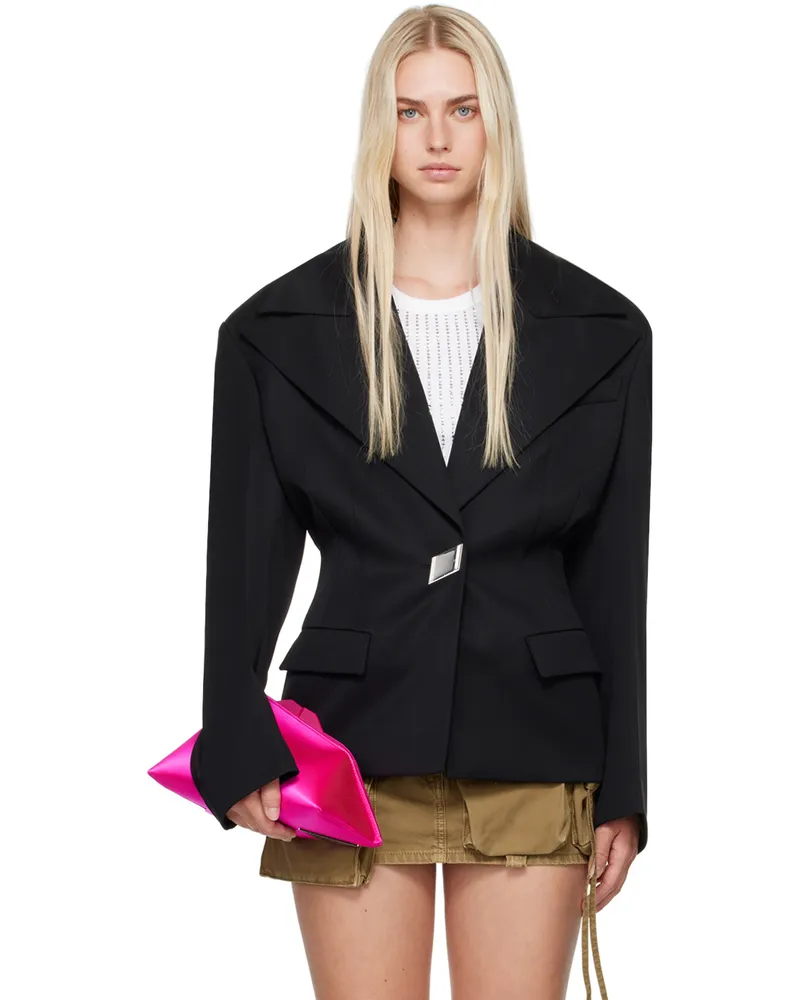 ATTICO Black Single-Breasted Blazer 100