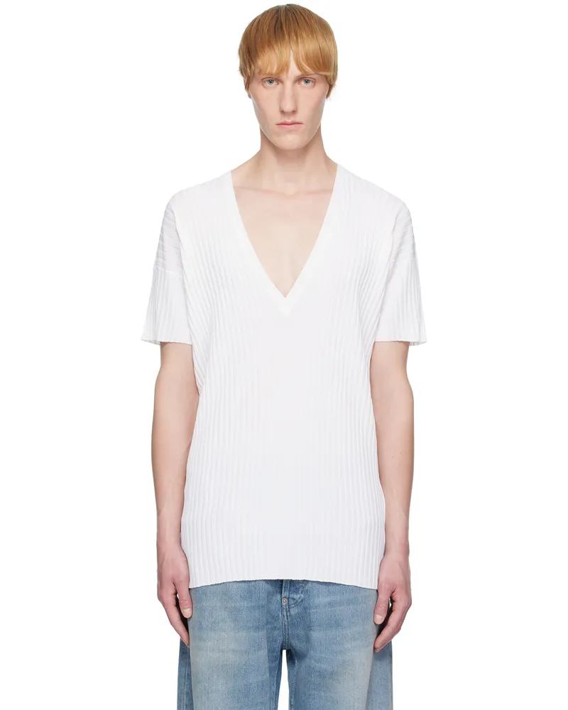 Maison Margiela White Rib-Knit Sweater 102