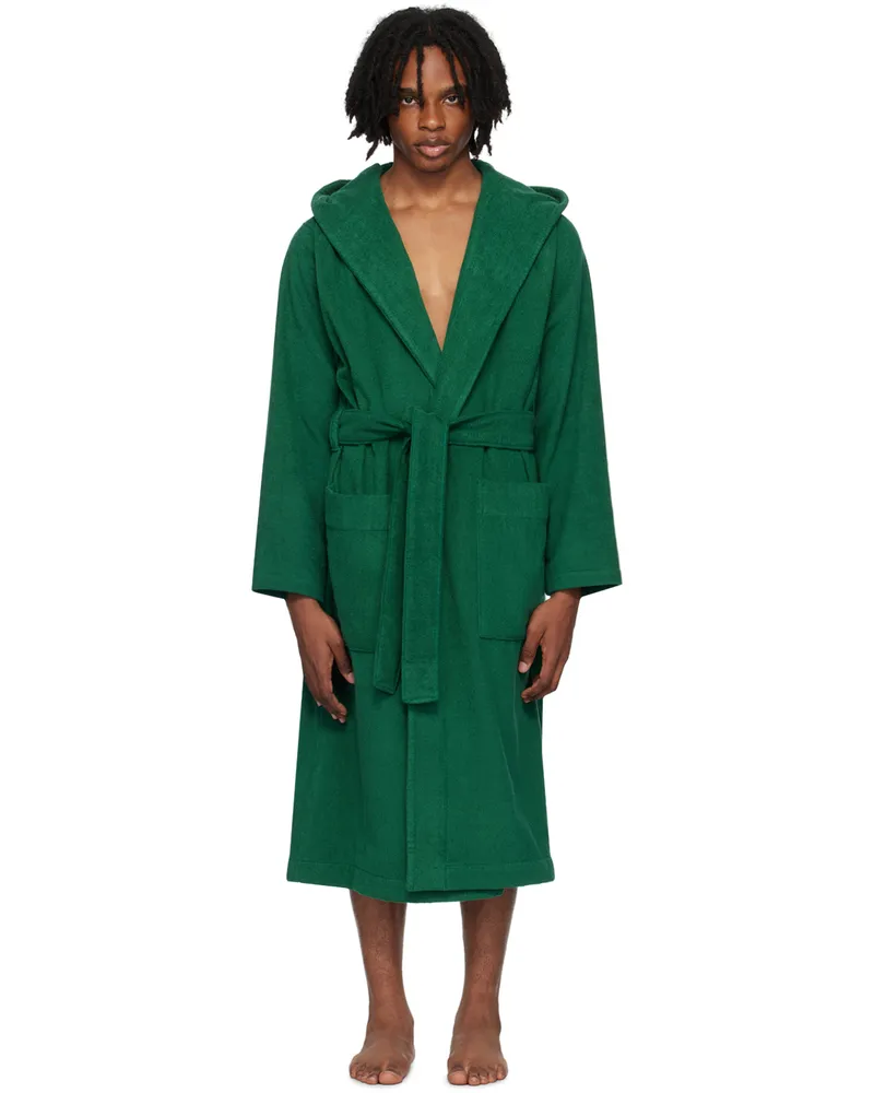 TEKLA Green Hooded Bathrobe Teal