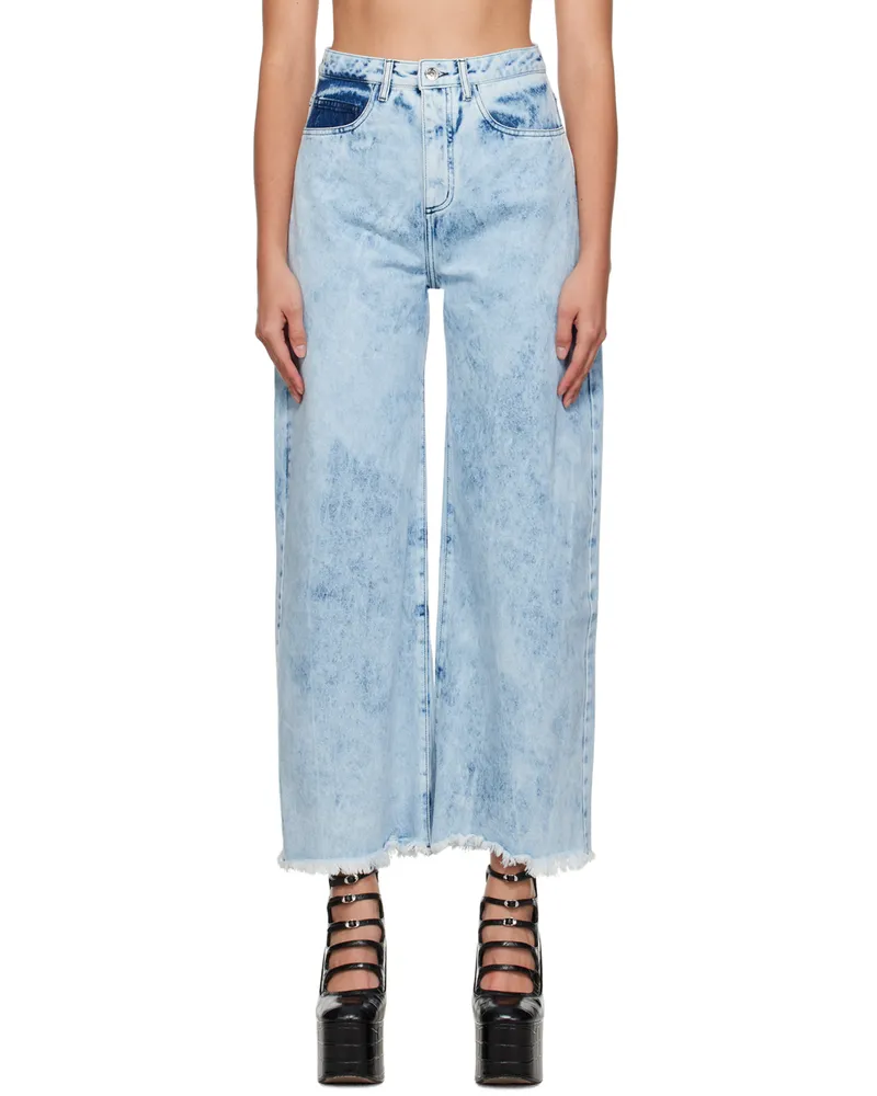Marques ' Almeida Blue Wide-Leg Boyfriend Jeans Acid
