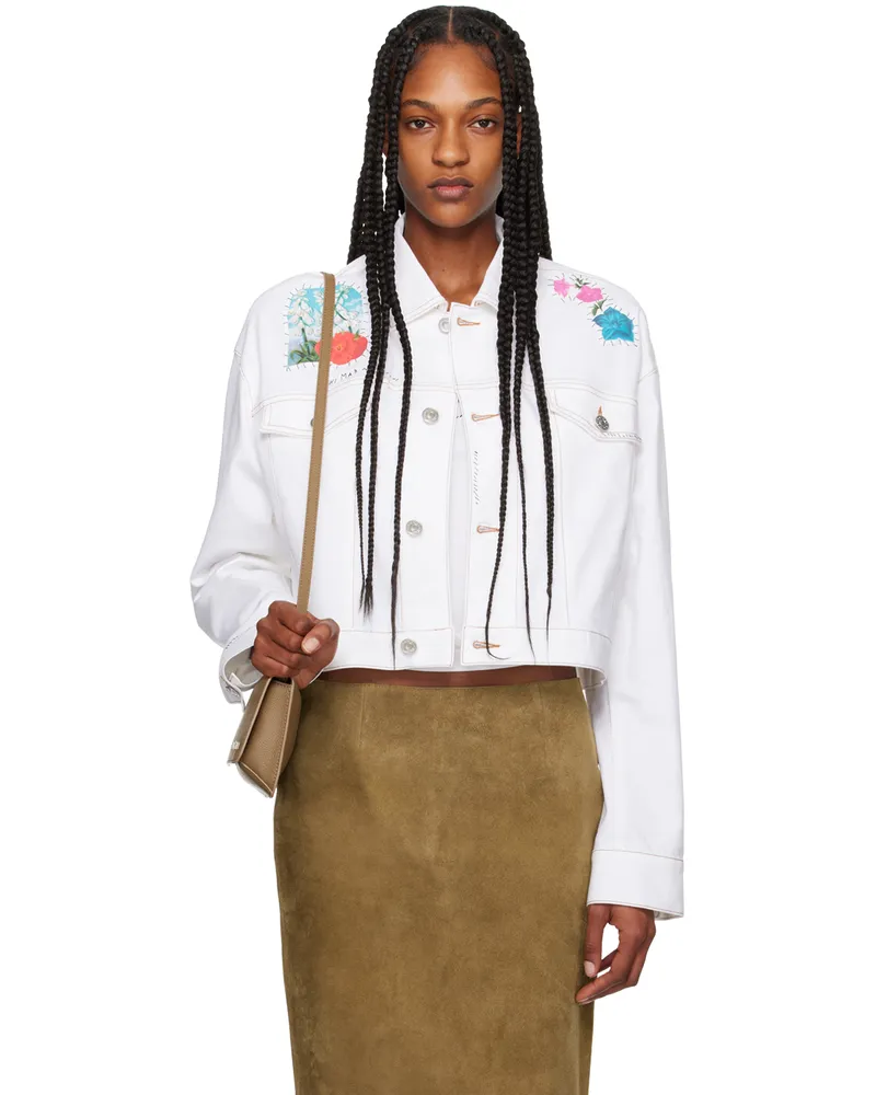 Marni White Flower Patches Denim Jacket 00w01